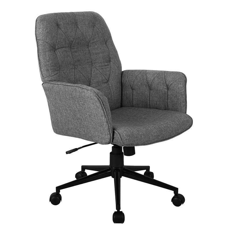 Scranton & Co Modern Fabric Upholstered Tufted Office Chair with Arms in Gray