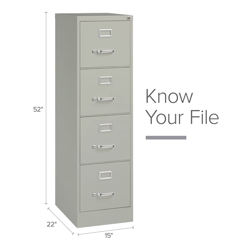 Scranton & Co 4-Drawer Contemporary Metal Vertical Filing Cabinet in Light Gray