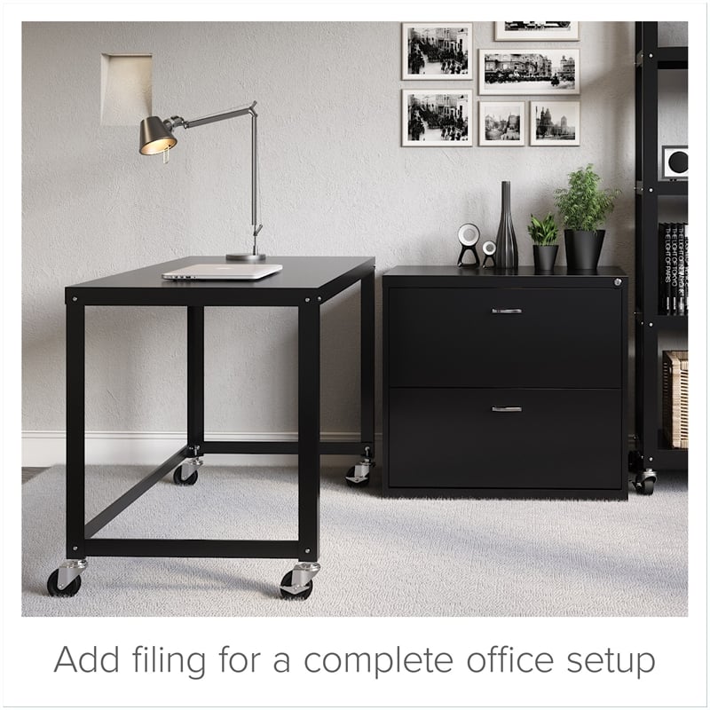 Scranton & Co 2 Piece Office Set with Filing Cabinet and Desk in Black