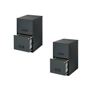 Scranton & Co 18&quot Deep 2 Drawer Metal File Cabinet in Black (Set of 2)