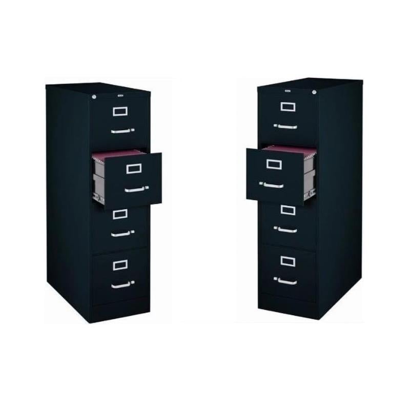Scranton & Co 22-in Deep Metal 4 Drawer Vertical File Cabinet Black (Set of 2)