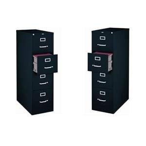Scranton & Co 22-in Deep Metal 4 Drawer Vertical File Cabinet Black (Set of 2)