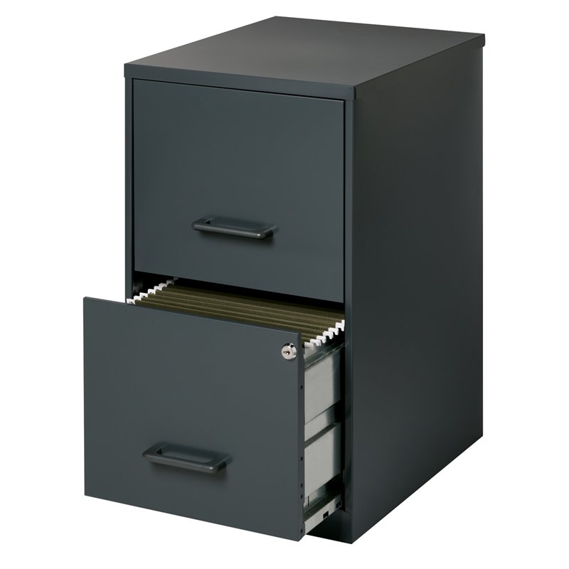 Scranton & Co Drawer Letter File Cabinet in Black and Putty (Set of 2)