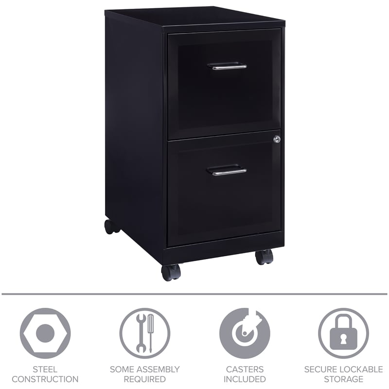 Scranton & Co 2 Set of 4 Drawer and Mobile 2 Drawer File Cabinet in Black