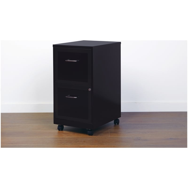 Scranton & Co 2 Set of 4 Drawer and Mobile 2 Drawer File Cabinet in Black