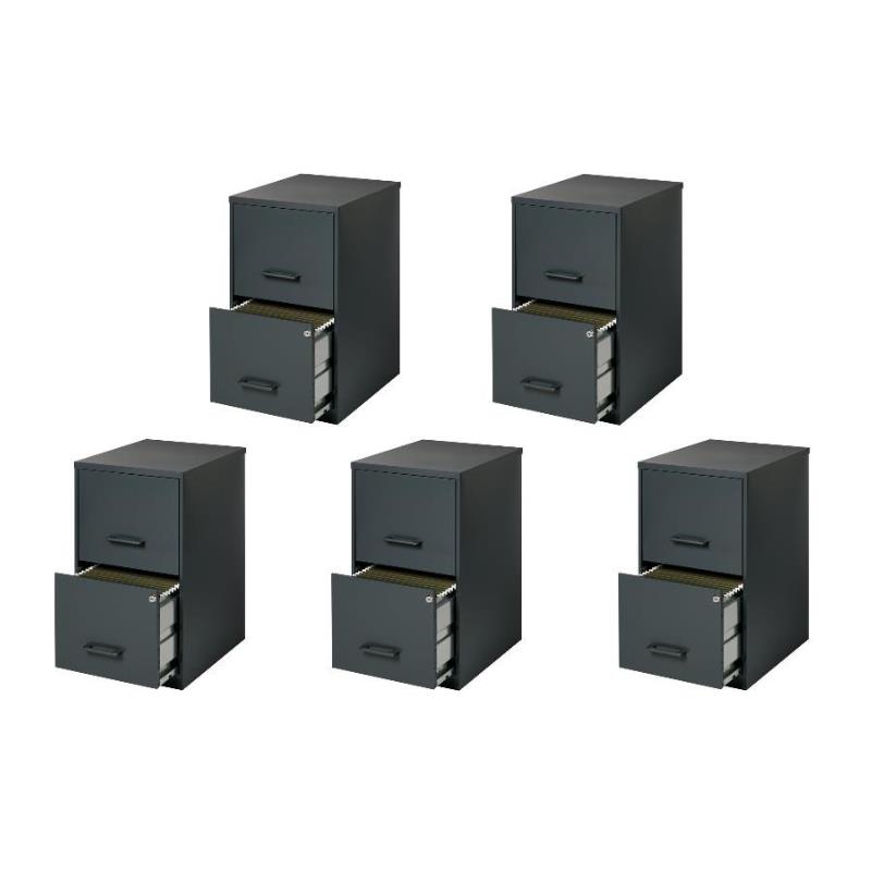 Scranton & Co 2 Drawer Letter File Cabinet in Black (Set of 5)