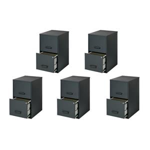 Scranton & Co 2 Drawer Letter File Cabinet in Black (Set of 5)