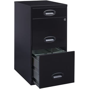 Scranton & Co 3-Drawer Metal Filing Cabinet with Pencil Drawer in Black