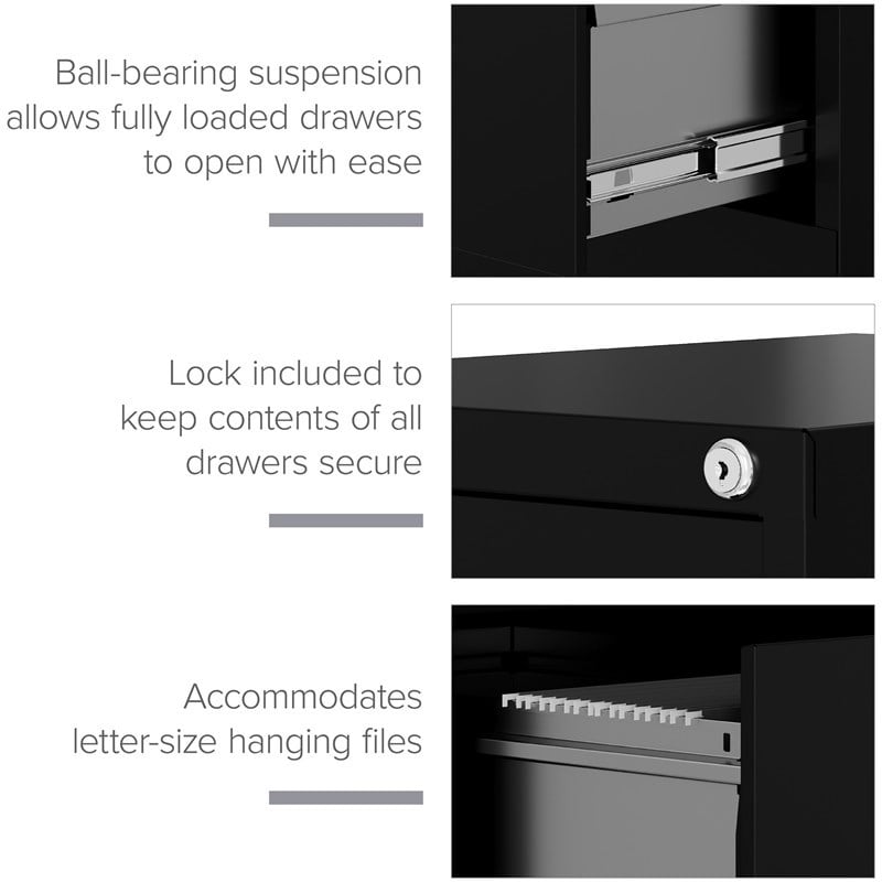 Scranton & Co Set of 2 Credenza Desk & Letter Width Vertical Filing Cabinet