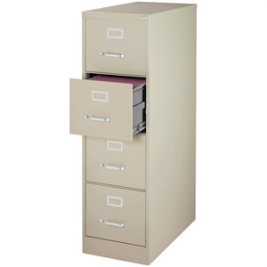 Scranton & Co 26.5&quotD Metal 4-Drawer Letter Width Vertical Filing Cabinet - Beige