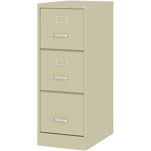 Scranton & Co 22&quotD 3-Drawer Letter Width Vertical Metal Filing Cabinet in Beige