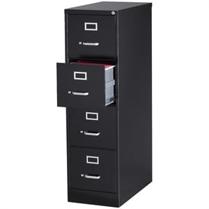Scranton & Co 26.5&quotD Metal 4-Drawer Letter Width Vertical Filing Cabinet Black