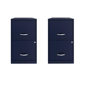 Scranton & Co Set of 2 18&quotD 2-Drawers Metal File Cabinet in Navy
