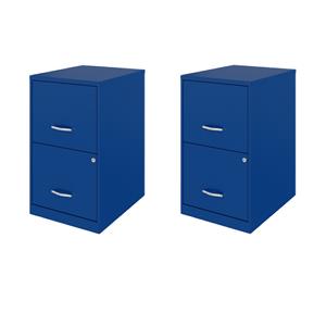 Scranton & Co Set of 2 18&quotD 2-Drawers Metal File Cabinet in Classic Blue