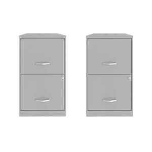 Scranton & Co Set of 2 18&quotD 2-Drawers Metal File Cabinet in Arctic Silver
