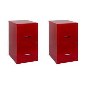 Scranton & Co Set of 2 18&quotD 2-Drawers Metal File Cabinet in Lava Red