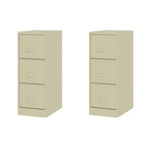 Scranton & Co Set of 2 22&quotD 3-Drawer Letter Width Vertical Metal Filing Cabinet