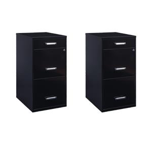Scranton & Co Set of 2 18&quotD 3-Drawer Metal Filing Cabinet with Pencil Drawer