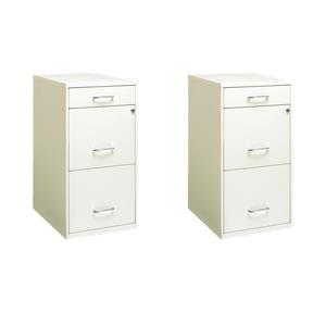 Scranton & Co Set of 2 18&quotD 3-Drawer Metal Filing Cabinet with Pencil Drawer