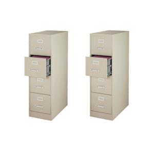 Scranton & Co Set of 2 26.5&quotD 4-Drawer Letter Width Vertical Filing Cabinet