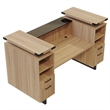Scranton & Co Modern Wood Reception Desk in Sand Dune Beige Finish