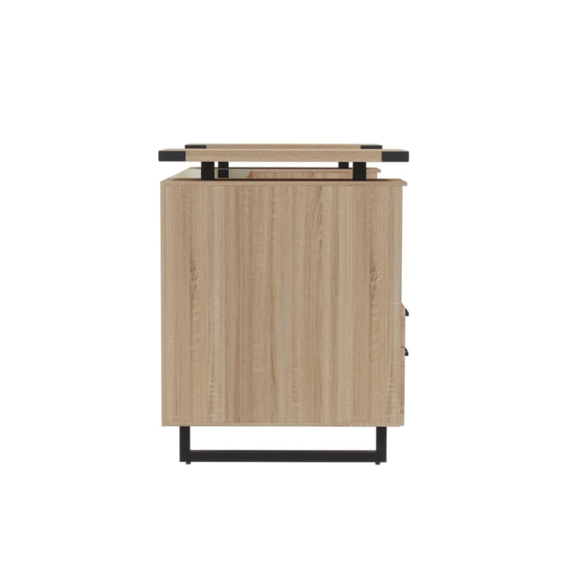 Scranton & Co Modern Wood Reception Desk in Sand Dune Beige Finish