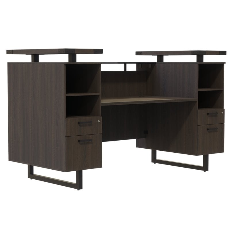 Scranton & Co Modern Wood Reception Desk in Southern Tobacco