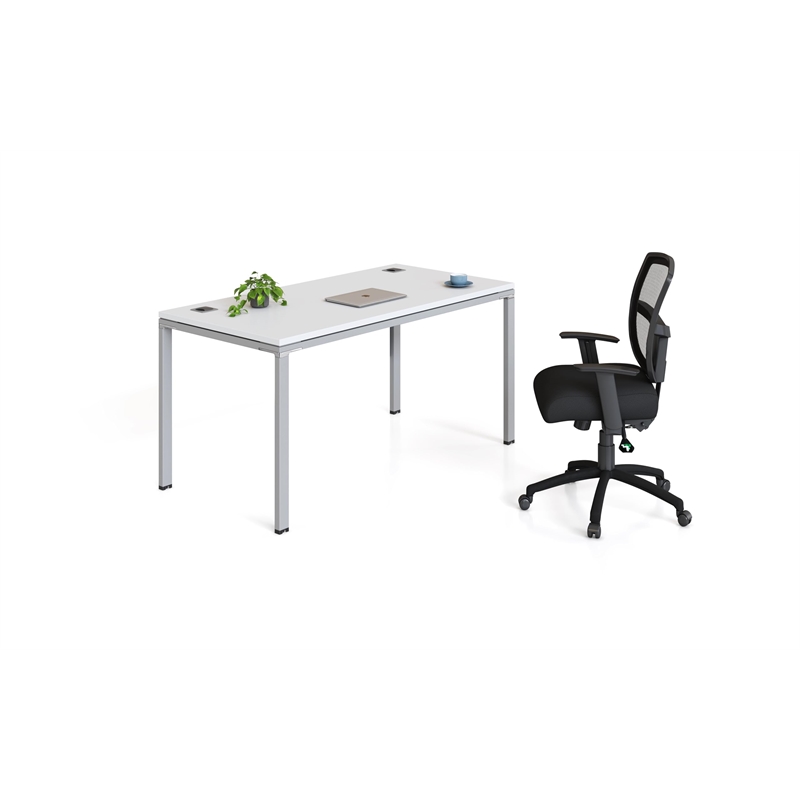 Scranton & Co Contemporary Engineered Wood Single Desk in White