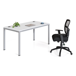 Scranton & Co Contemporary Engineered Wood Single Desk in White