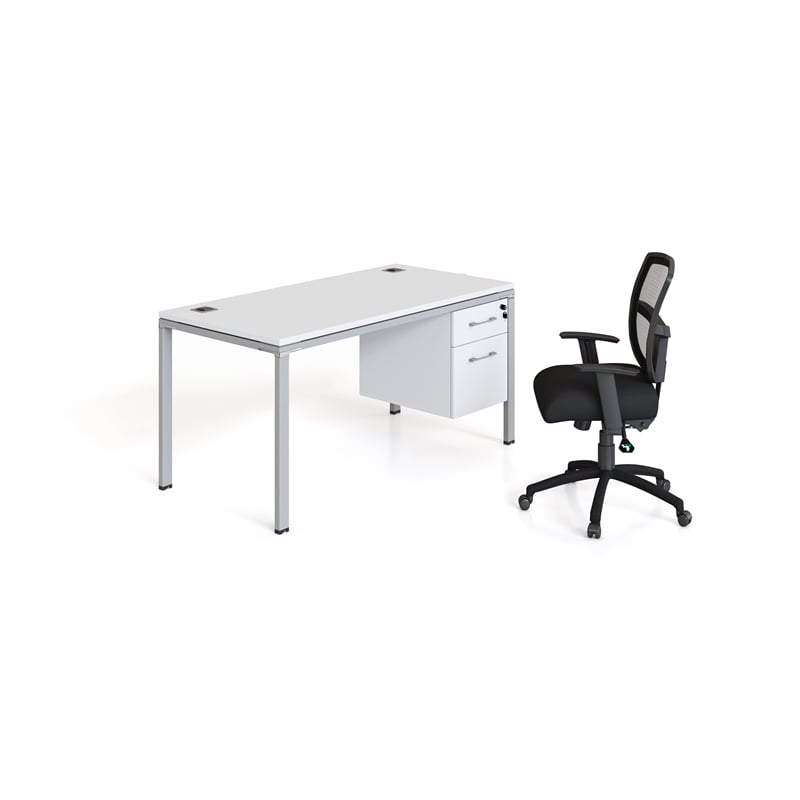Scranton & Co Contemporary Engineered Wood Desk with Pedestal in White