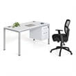 Scranton & Co Contemporary Engineered Wood Desk with Pedestal in White