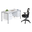 Scranton & Co Engineered Wood Desk with 2 Pedestals in White