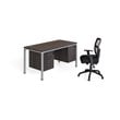 Scranton & Co Engineered Wood Desk with 2 Pedestals in Driftwood