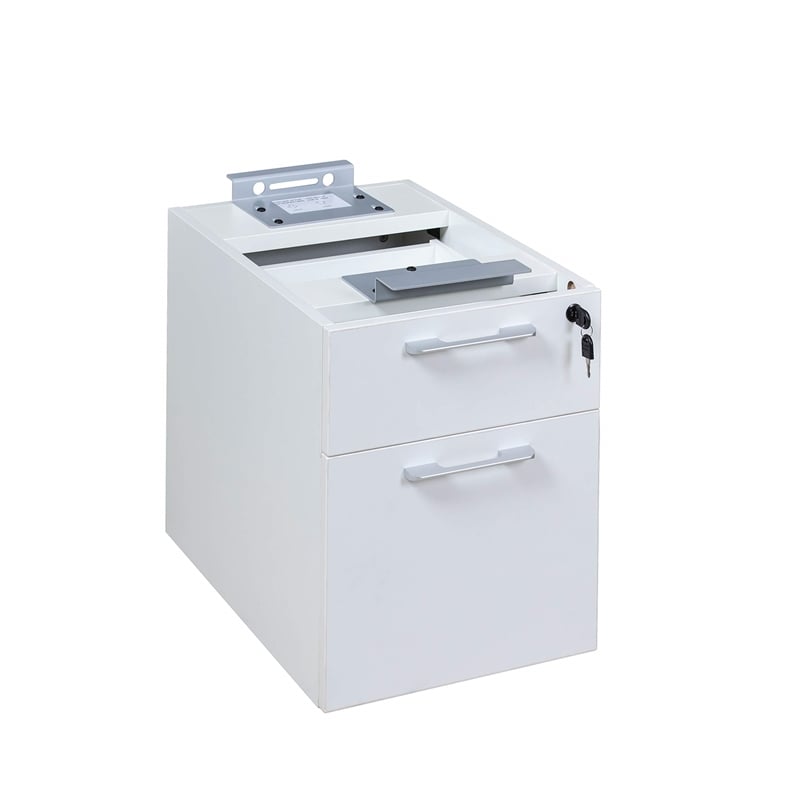 Scranton & Co Wood Face to Face Double Desks with 2 Pedestals in White