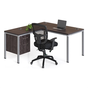 Scranton & Co Contemporary Engineered Wood L-Workstation in Driftwood