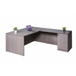 Scranton & Co Engineered Wood L-Shape Desk with Pedestal in Driftwood