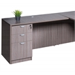 Scranton & Co Engineered Wood L-Shape Desk with Pedestal in Driftwood