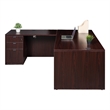 Scranton & Co Engineered Wood L-Shape Desk with Pedestal in Mahogany