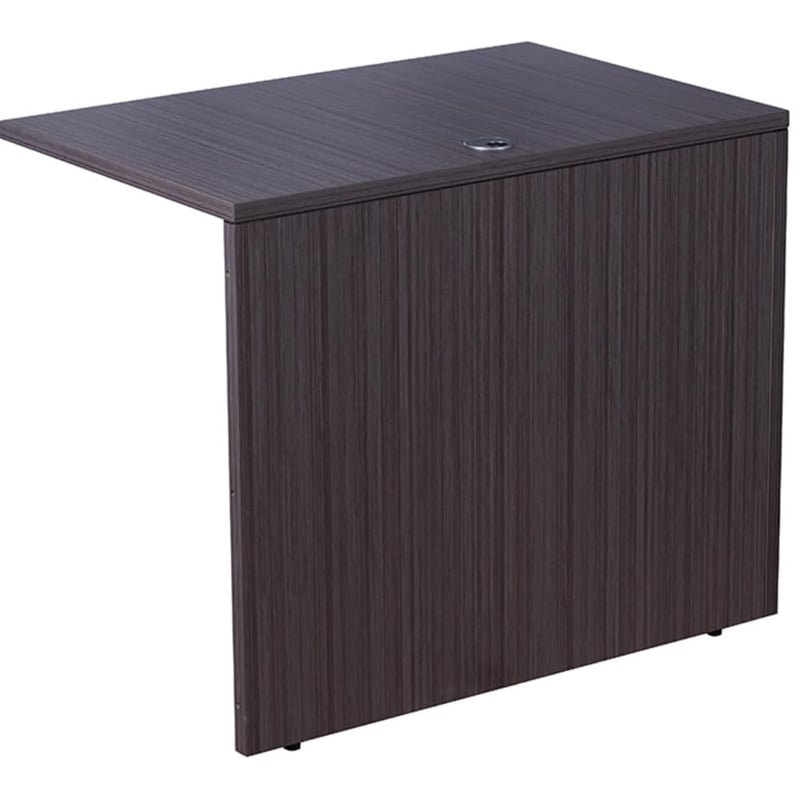 Scranton & Co Wood U-Shape Desk Credenza with Pedestal and Hutch in Driftwood