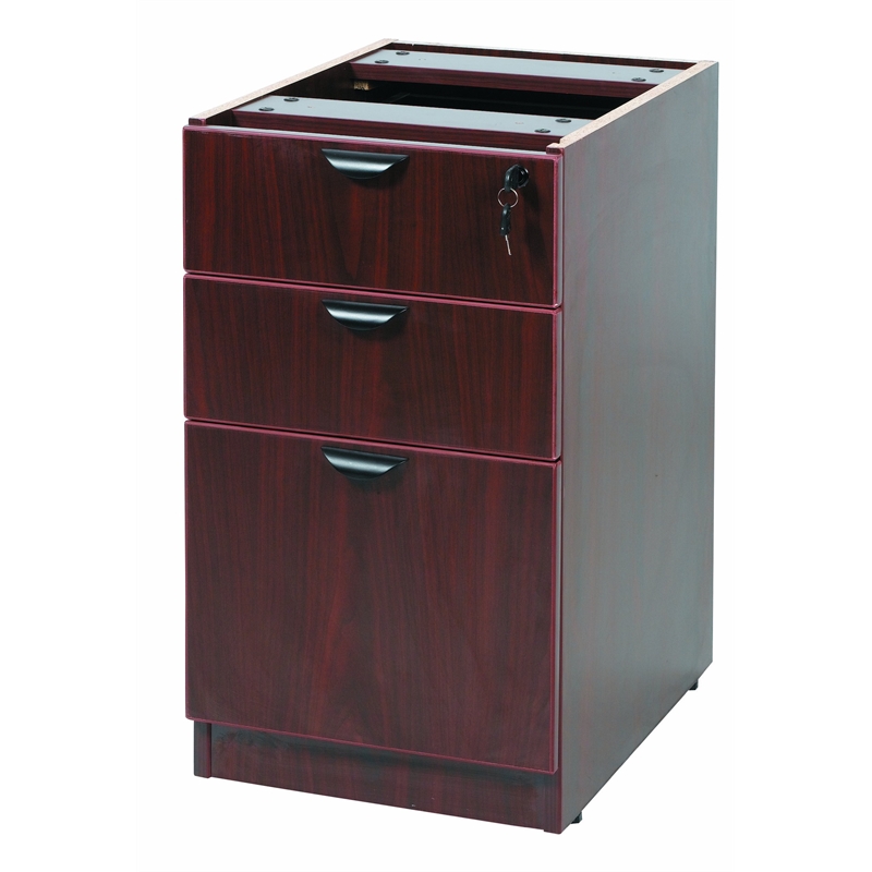 Scranton & Co Wood U-Shape Desk Credenza with Pedestal and Hutch in Mahogany