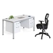 Scranton & Co Engineered Wood Desk with 2 Pedestals in White