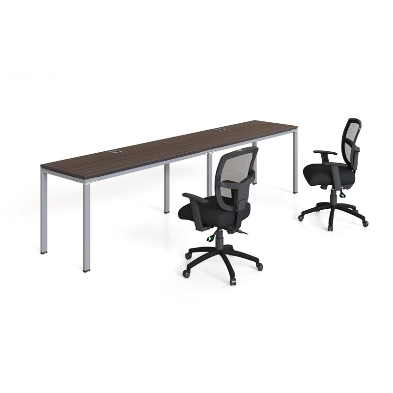 Scranton & Co Engineered Wood Side by Side Double Desks in Driftwood