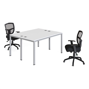 Scranton & Co Engineered Wood Face to Face Double Desks in White
