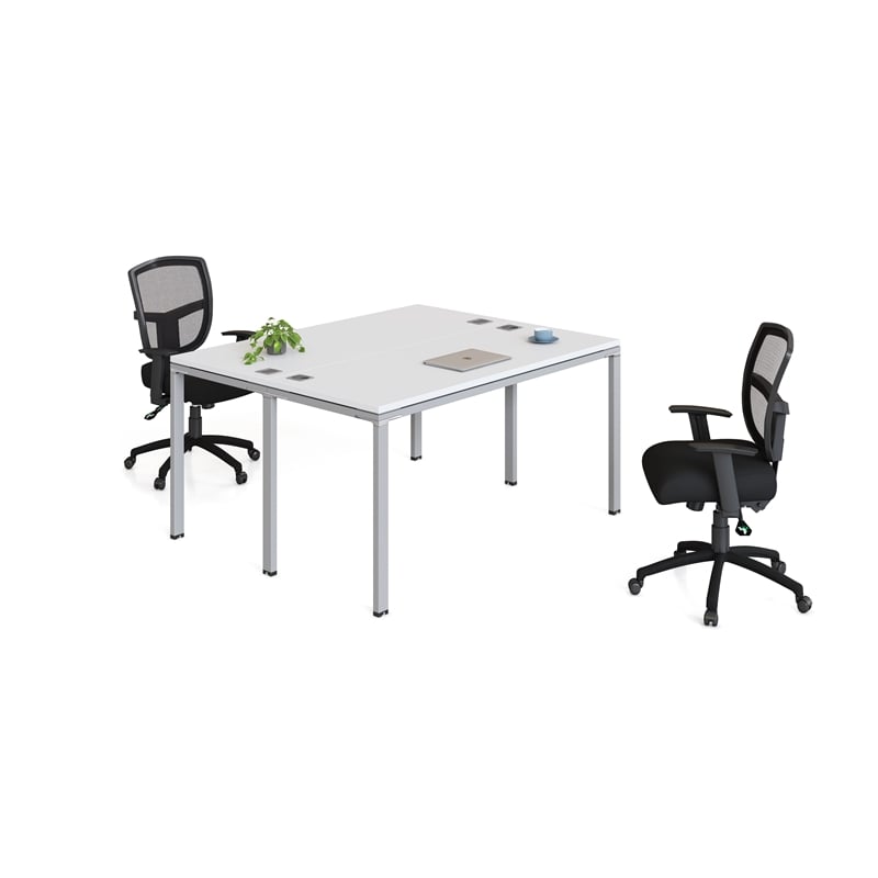 Scranton & Co Engineered Wood Face to Face Double Desks in White