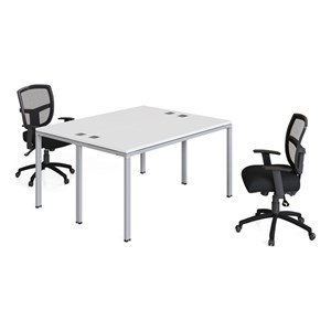 Scranton & Co Engineered Wood Face to Face Double Desks in White