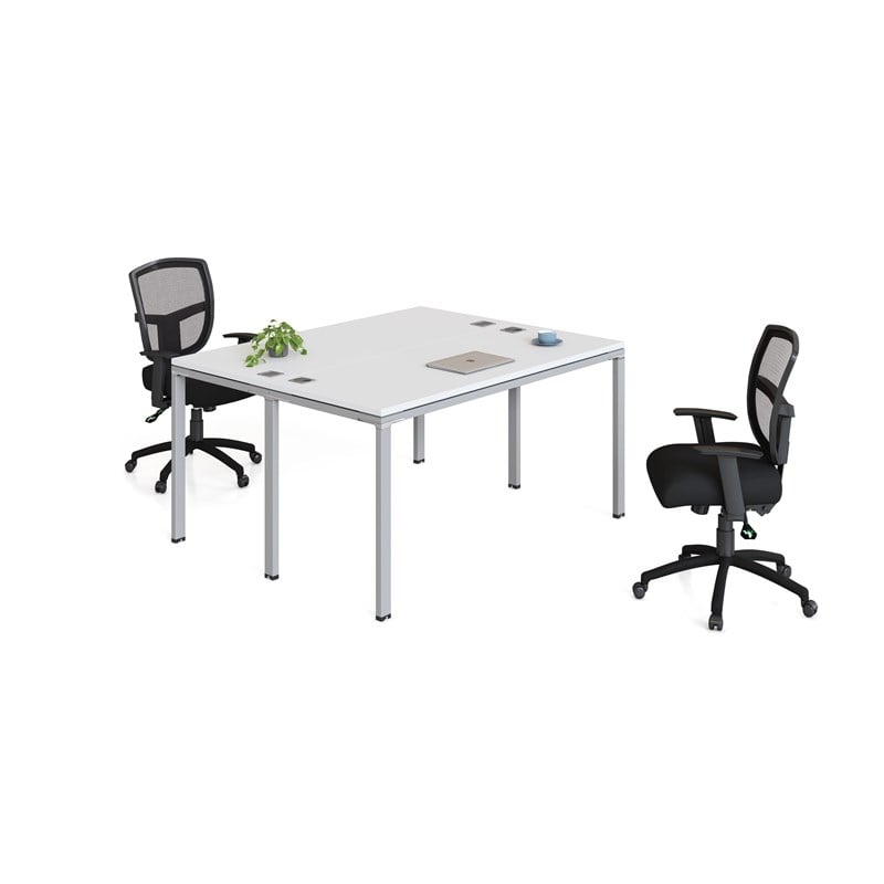 Scranton & Co Engineered Wood Face to Face Double Desks in White