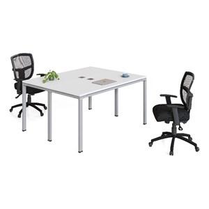 Scranton & Co Engineered Wood Face to Face Double Desks in White