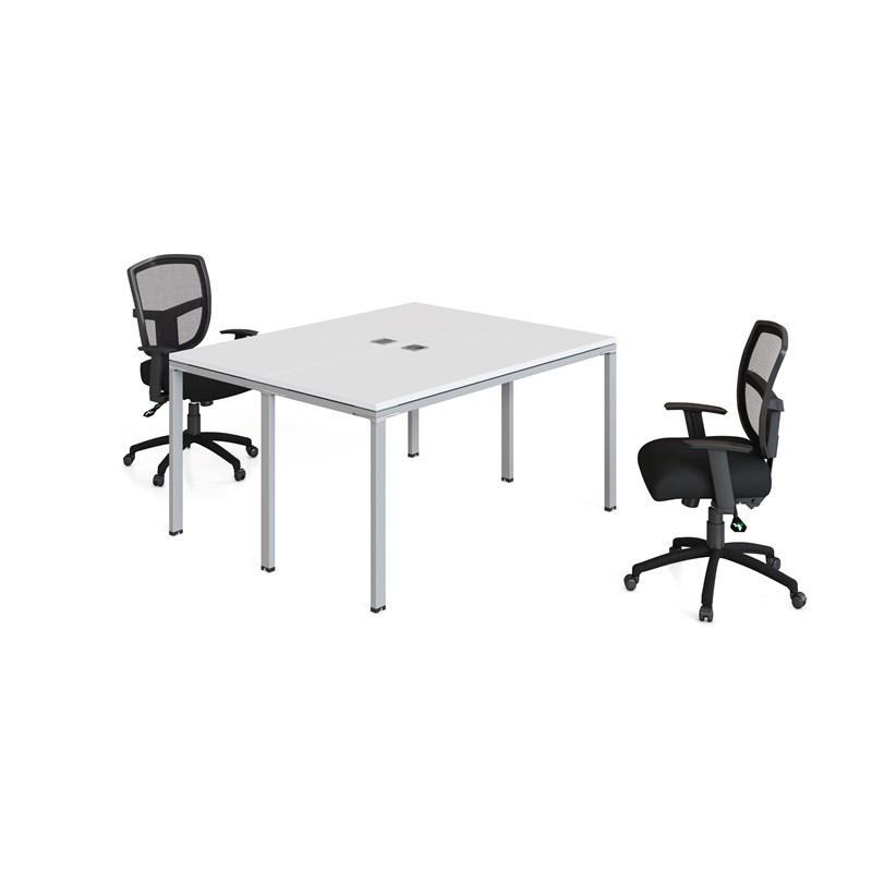 Scranton & Co Engineered Wood Face to Face Double Desks in White