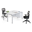Scranton & Co Wood Face to Face Double Desks with 2 Pedestals in White