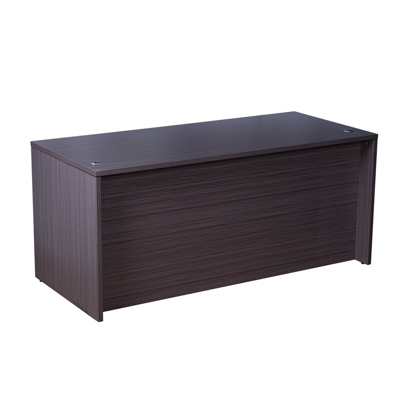Scranton & Co Engineered Wood L-Shape Desk with Pedestal in Mahogany